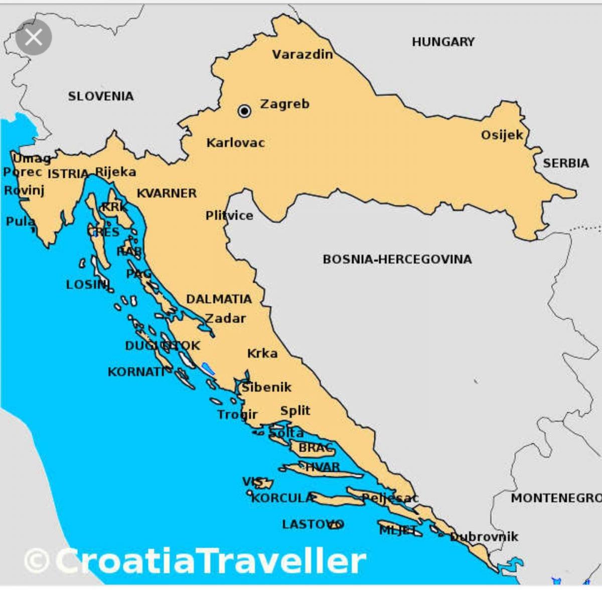Croacia en un mapa