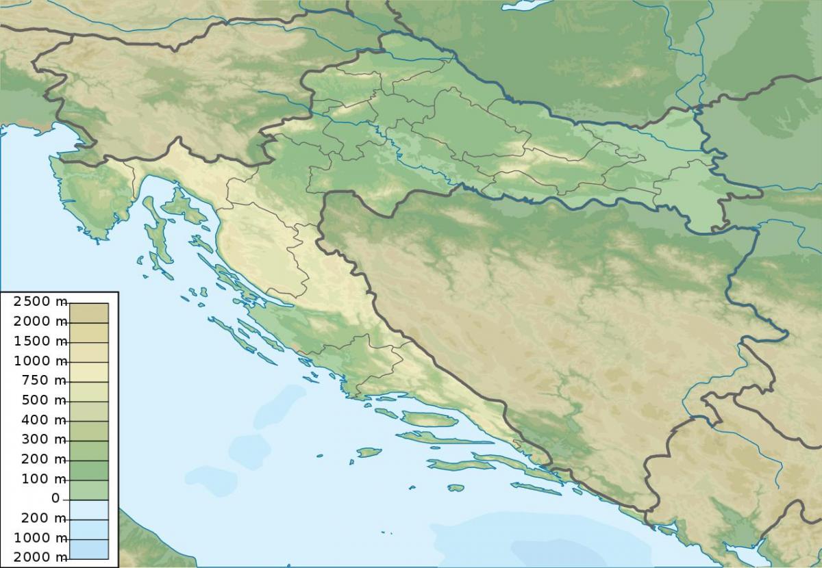 Mapa del relieve de Croacia