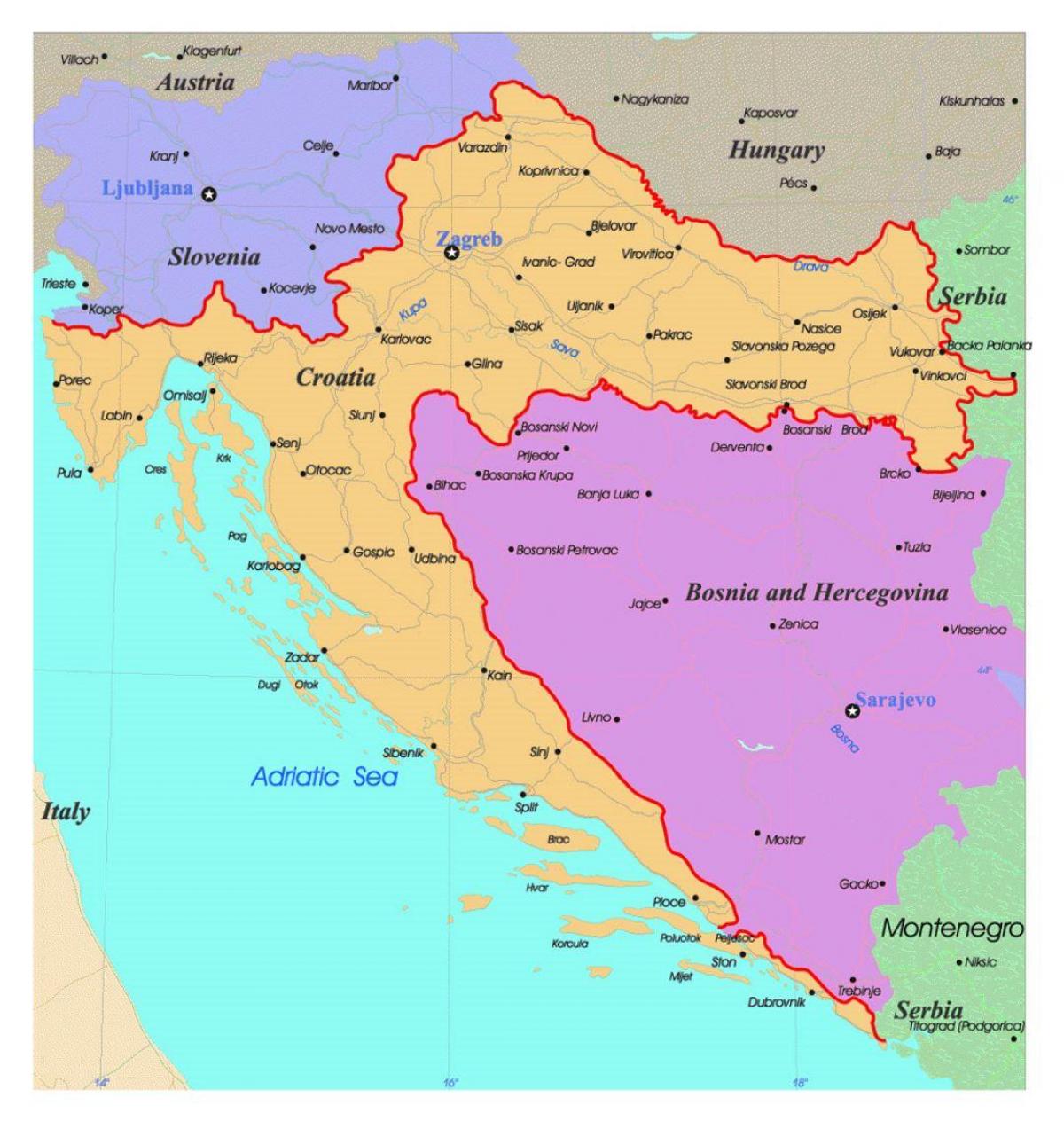 Mapa administrativo de Croacia