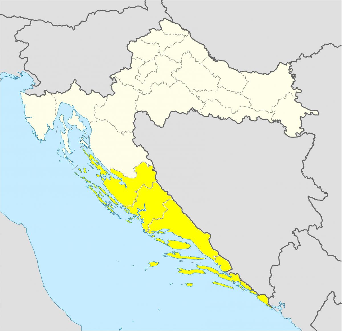 Mapa del sur de Croacia