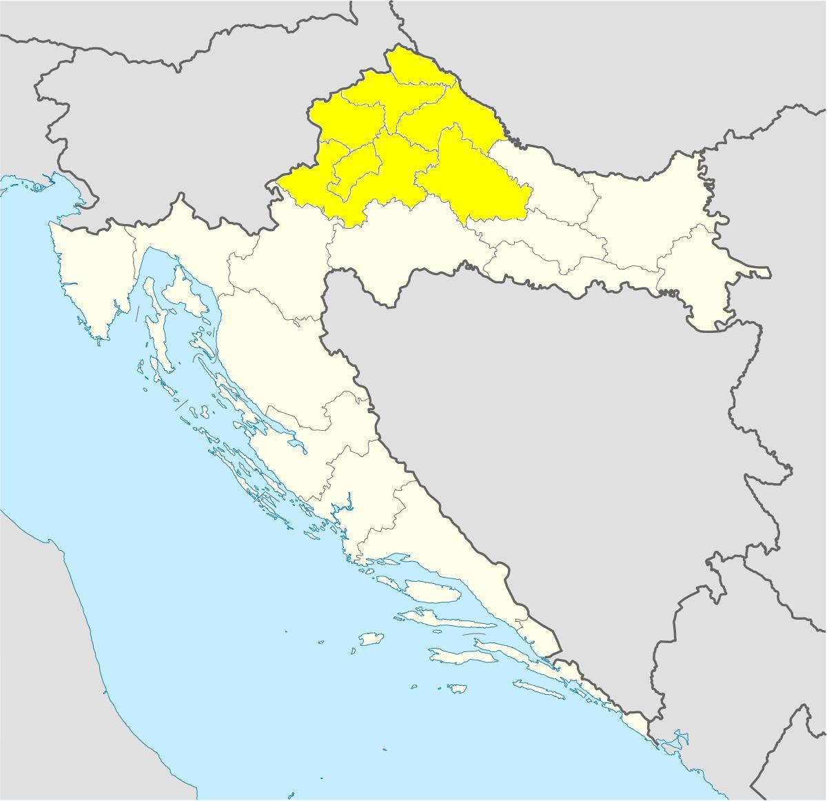 Mapa del norte de Croacia